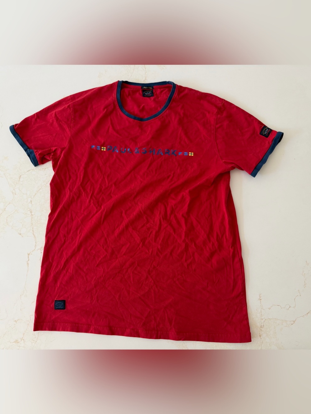 Paul & Shark Red Tee with Navy Contrast Trim